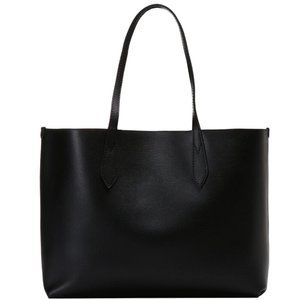 Burberry Black Haymarket Check Reversible Leather Tote Shoulder Bag.